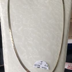 Flat Snake Chain Yellow Italian Sterling Silver Chain Necklace 12.8 grams ,24” Long ,J