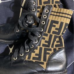 Fendi Rockoko Combat Leather Boots