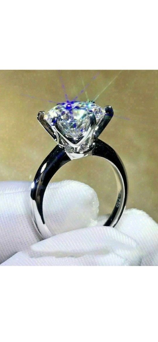 GENUINE 14 KT OVER SILVER 1 CT MOISSANITE SOLITAIRE RING
