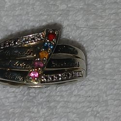 Beautiful 925 Sterling Ring With Birthstones And Diamonds $125