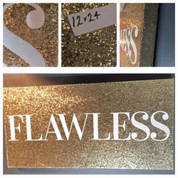 Flawless Gold Glitter Wall Art, Gold Wall Decor