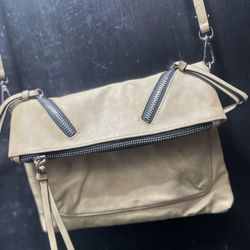 Tan leather fold-over Crossbody Purse