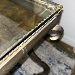 Set Of 2 Square Beveled  Thick Glass Tops Was For Cocktail End Tables 