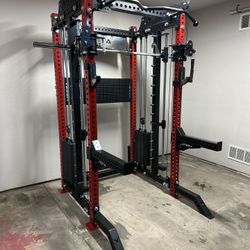 PRO SERIES Ultimate Half Rack Functional Trainer w/Smith Machine Bar | 400lb Stack | Gym Equipment | Fitness | Commercial | Squat Rack