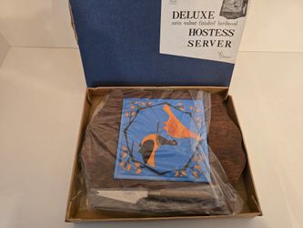 Vintage Imperial Deluxe Walnut Hostess Server - New in Box