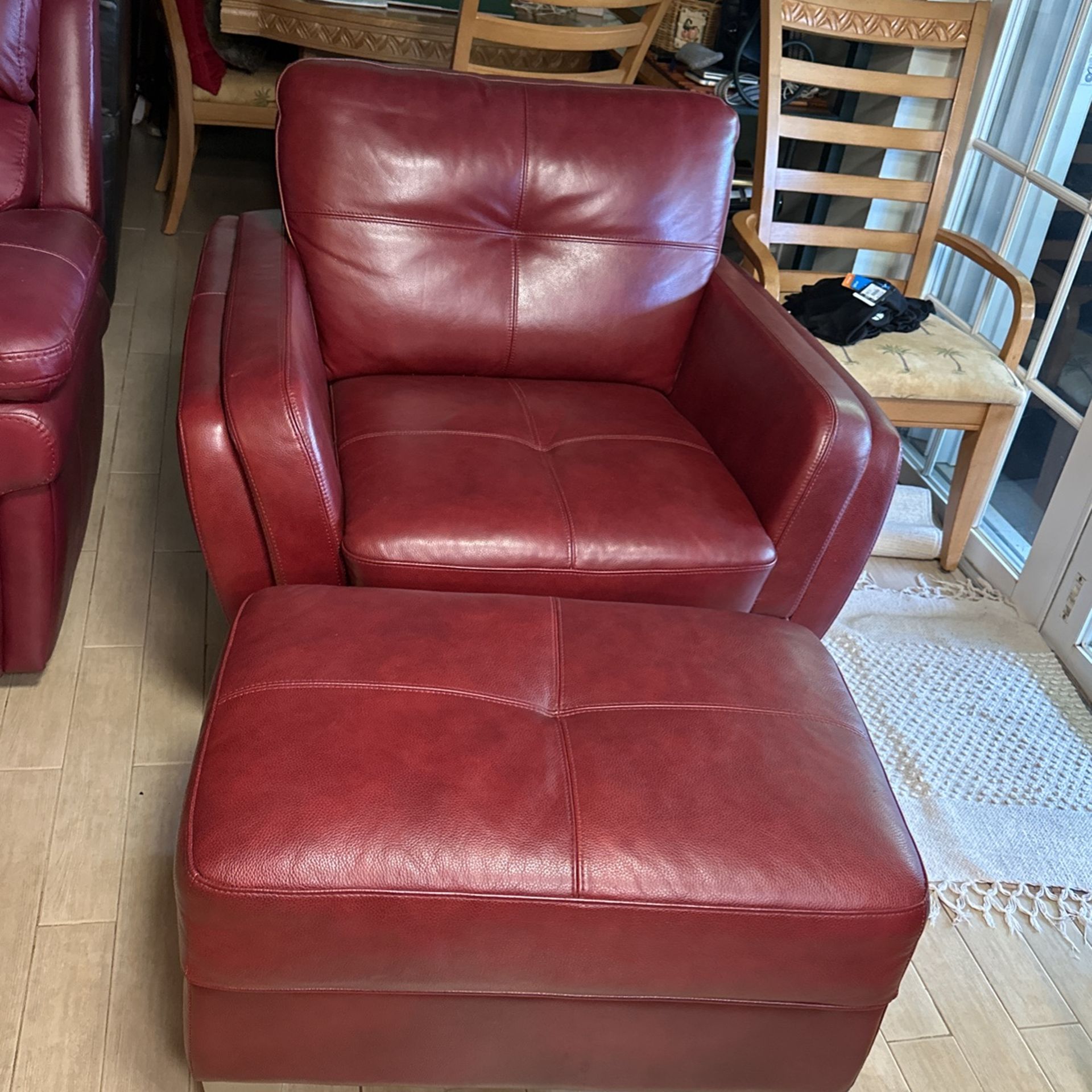 Leather Chair And Ottoman. Cindy Crawford Edition