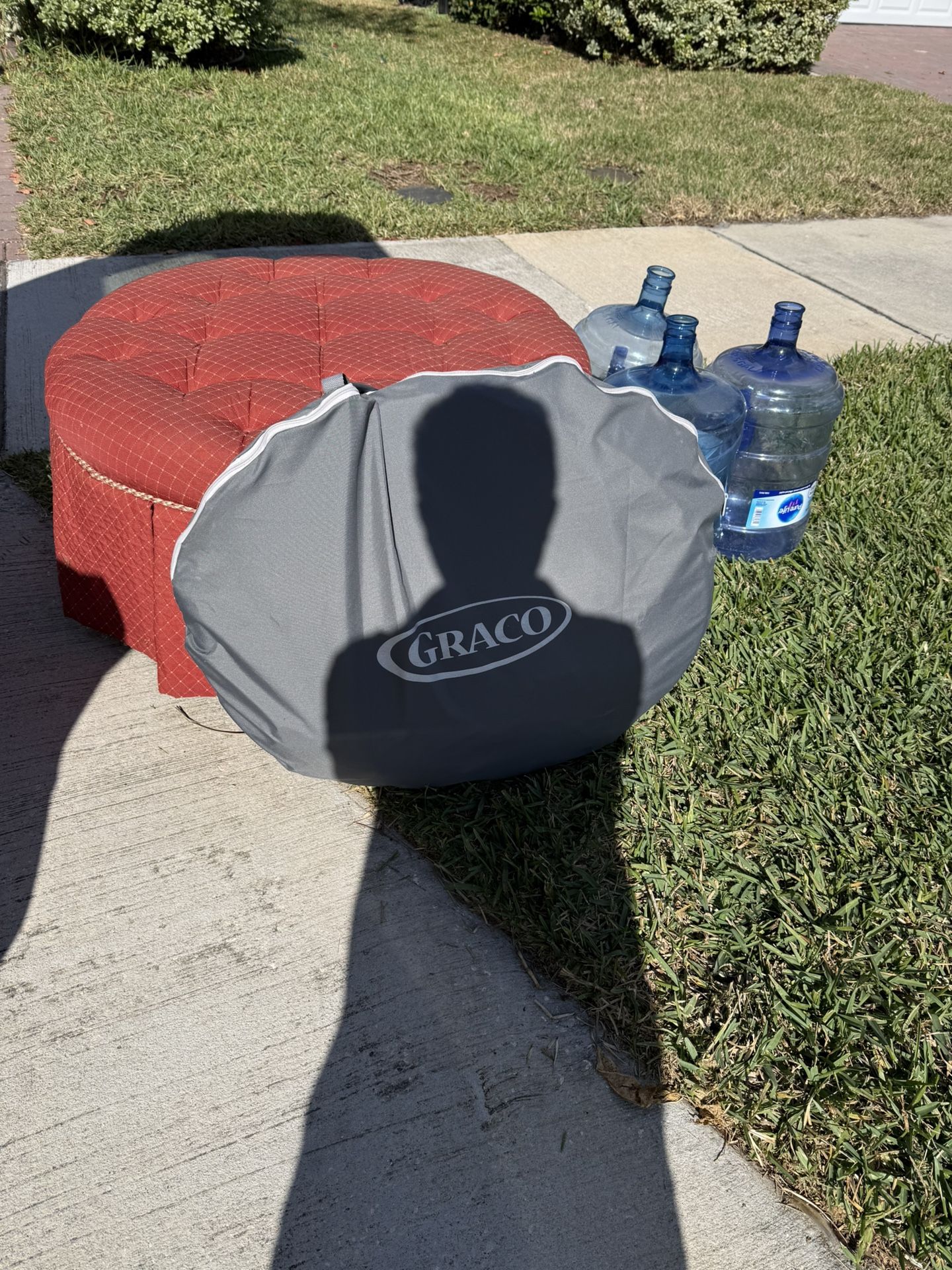 Free Ottoman, Water Bottles And Graco Playpack