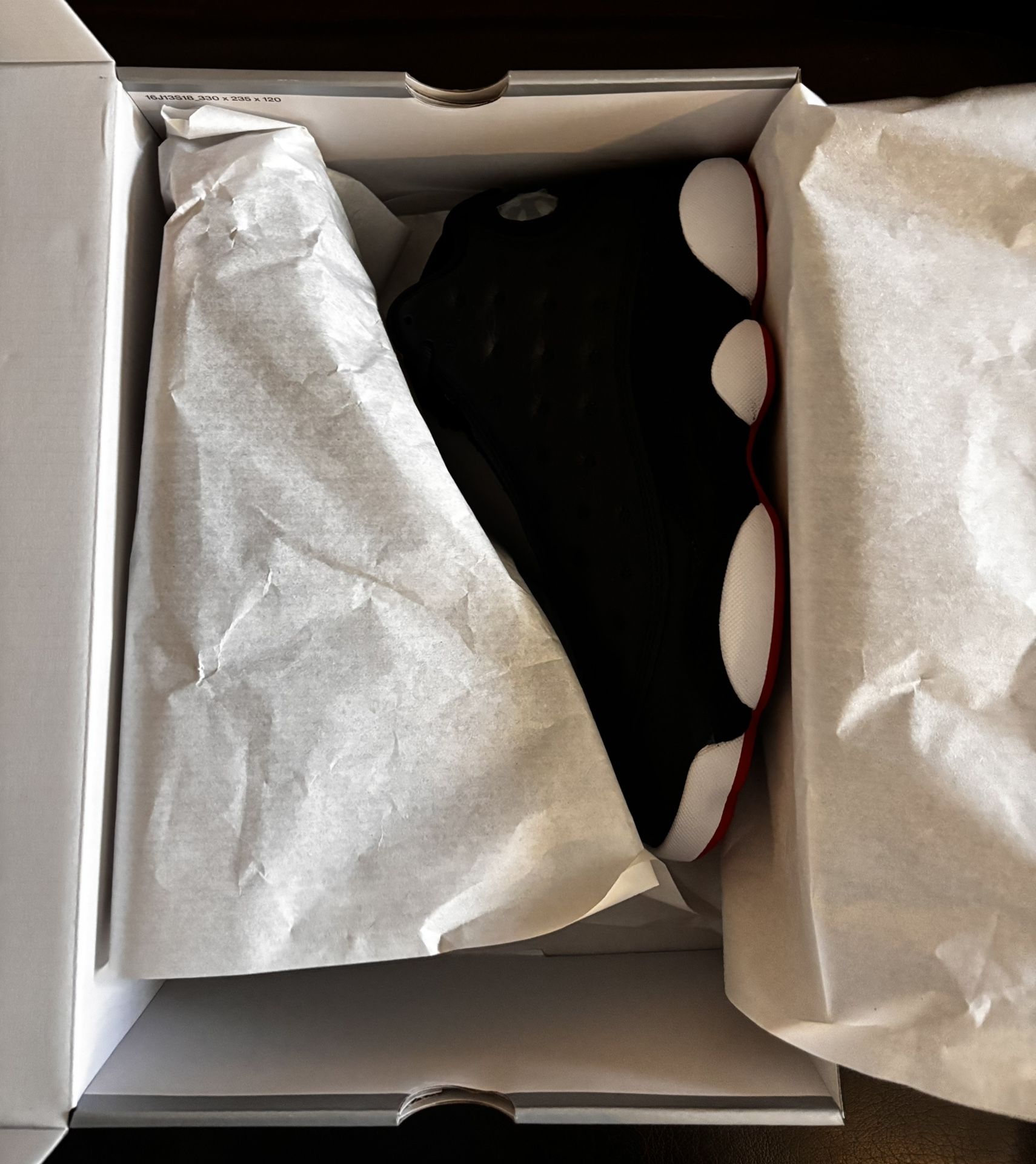 Men's AIR JORDAN 13 RETRO BLACK/ TRUE RED-WHITE Size 7