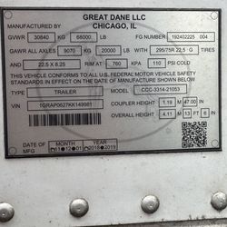 2019 53’ Dry Van Trailer – Great Dane