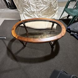Solid Wood Coffee Table With Glass Top