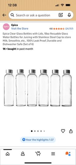 6 Pack Juice Bottles Glass Bottles. 18 Ounce