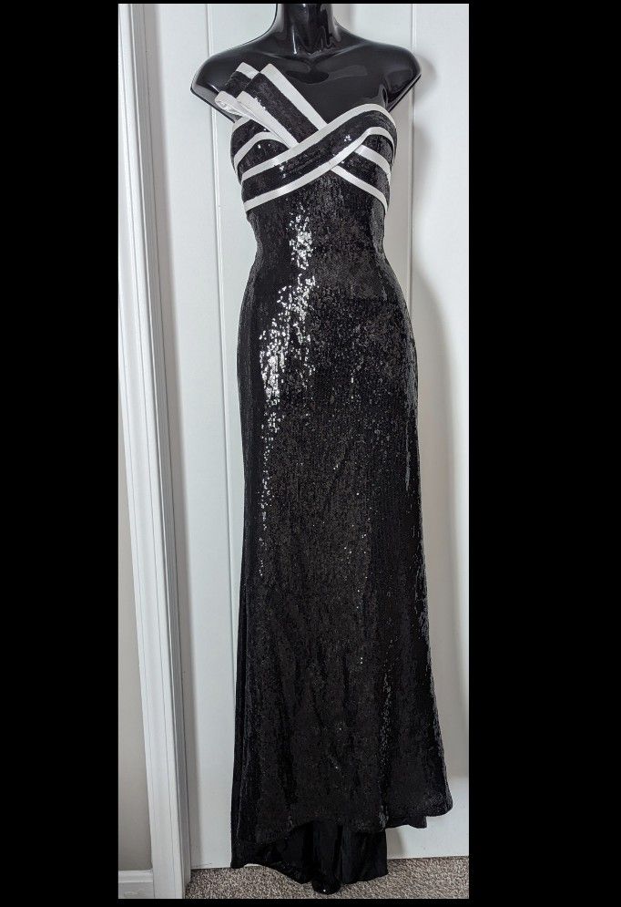 Black & Silver Sequin Sherri Hill Evening Gown