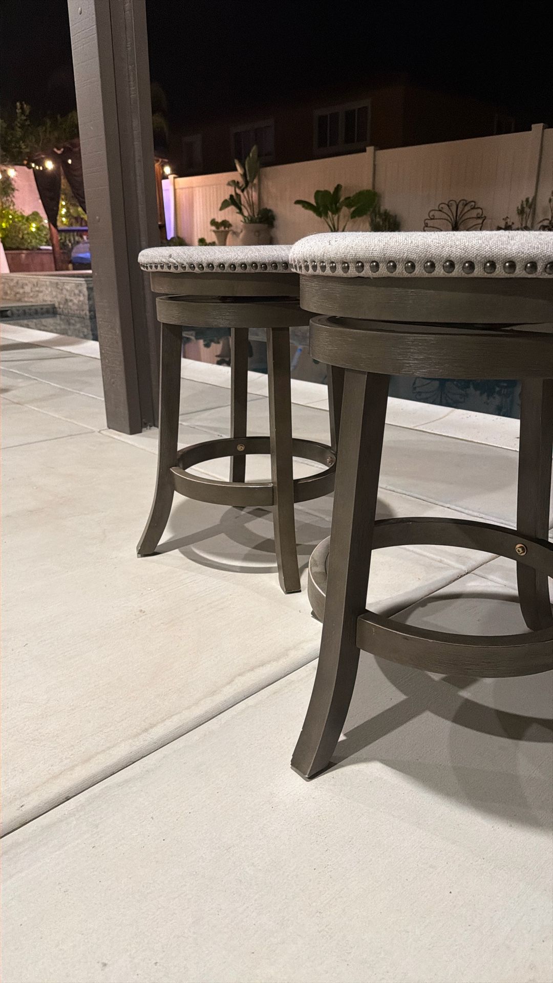 Pair Of Swivel Stools In Gray 