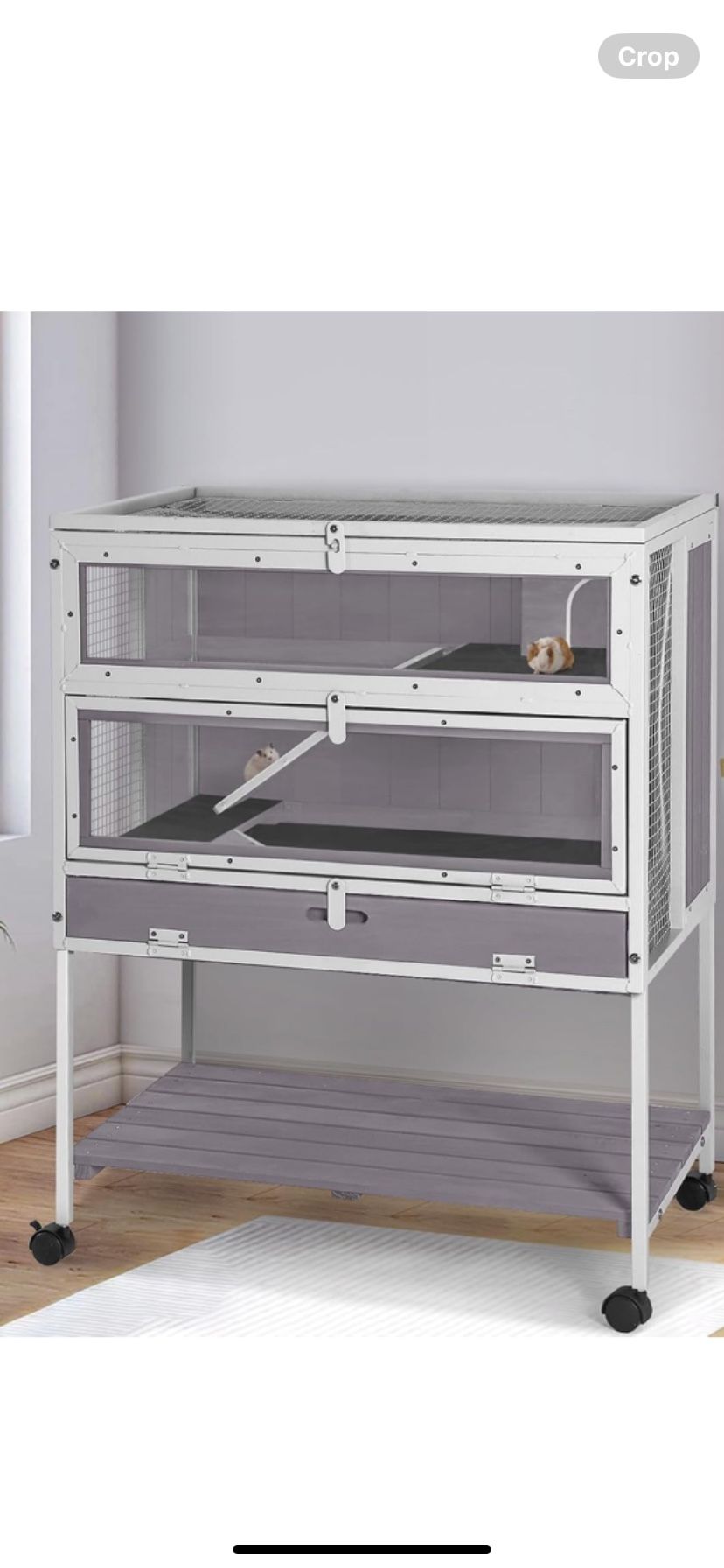 Large Wooden Guinea Pig Cage, Indoor Small Animal Habitat for Hamster, Rabbits, Chinchillas, Rats, Squirrels, Gerbils with Storage Shelf(Off