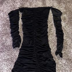 Black Long Sleeve Mini Dress