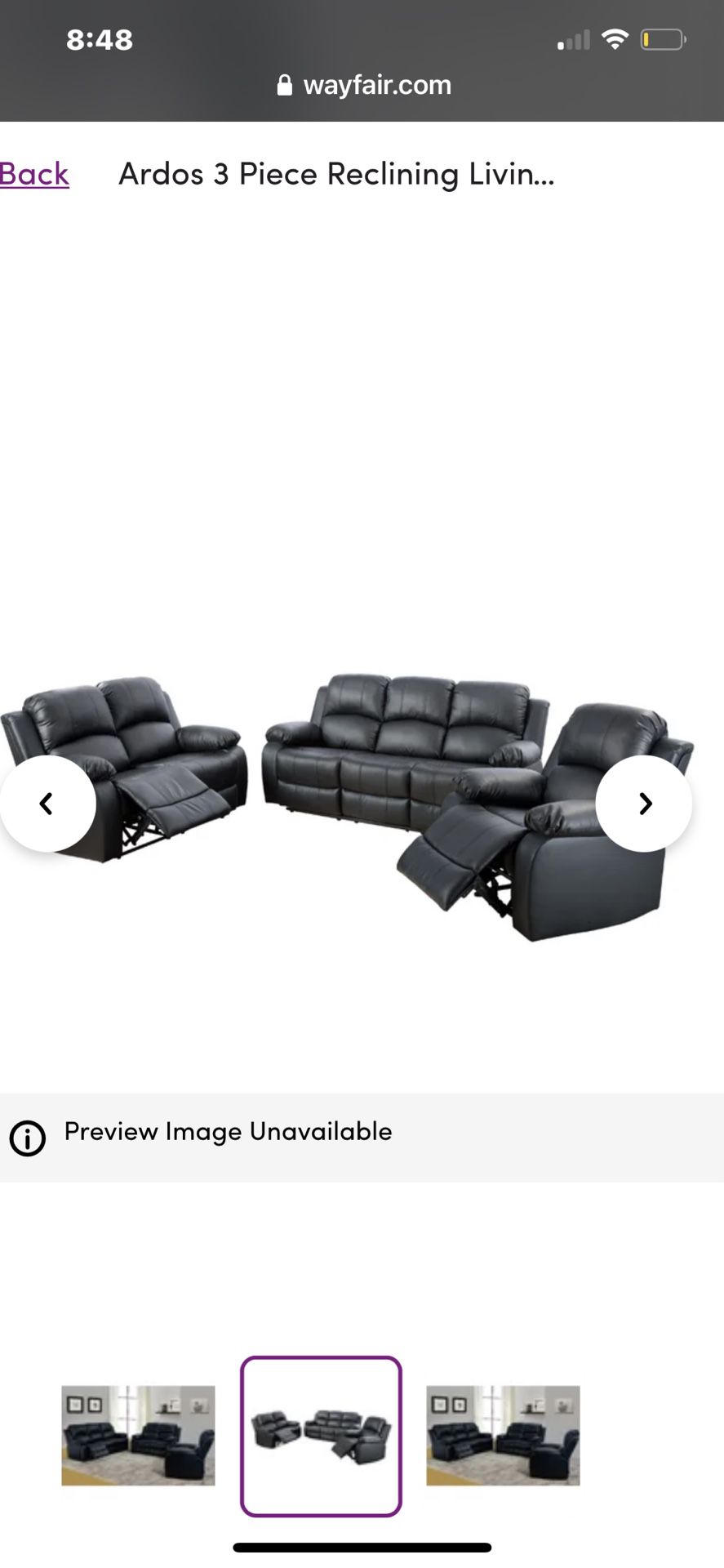 Full Italian Leather Reclining Couches and Tables