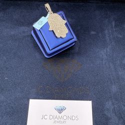 Pendant Handsa Diamonds Real Big 10k Gold 