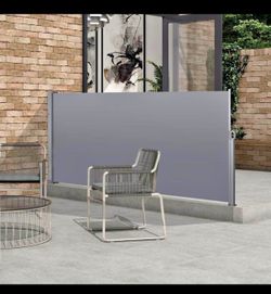 New 118"×63" Dark Gray Metal Outdoor UV Resistant Waterproof Retractable Privacy Side Screen Awning