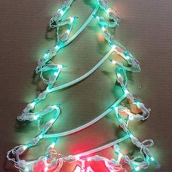 Vintage light up silhouettes Christmas tree and Santa Claus