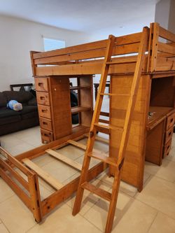 Trendwood Solid Pine Twin Loft Bed Set with Desk & Dresser