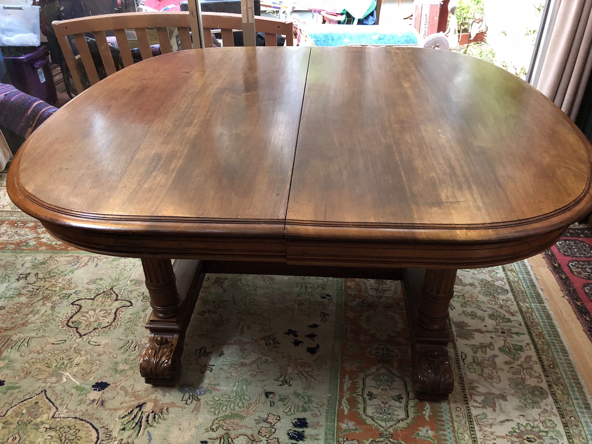Antique French Dining Table , Solid Walnut.h
