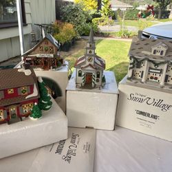 Christmas Ceramic Hand painted Collectible Snow Village Houses