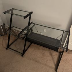 Glass Top Desk With Shelves