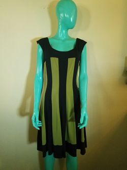 Olive green and black stripe dress size 16