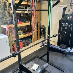 Squat rack Power Cage With Bench And Kilo Flex Bumper Plates 