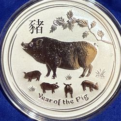 2019 2oz Australia Lunar Year Of The Pig Silver Coin 