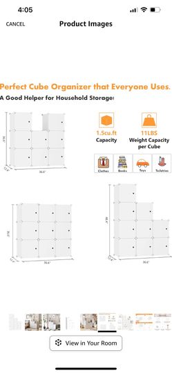 9 cube plastic organizer NEW 