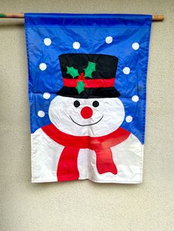 Vintage 1993 N.C.E. Cheerful Snowman Garden Flag