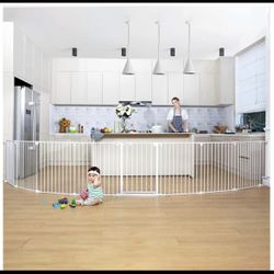 198" Baby Gate Extra Wide, Dog Gate Pet Gate for House Stairs Doorways Fireplace, Adjustable 3 in 1