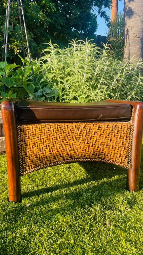 Wicker And Leather Ottoman Pier 1