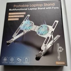 Laptop Cooling Stand with Detachable Cooler, Angle & Adjustable Height, Super Sturdy for up to 17 inch Laptop -Silver