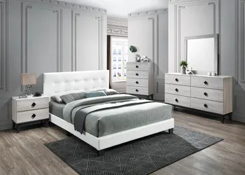 White Modern Full-Size Upholstered Platform Bed – Brand New!
