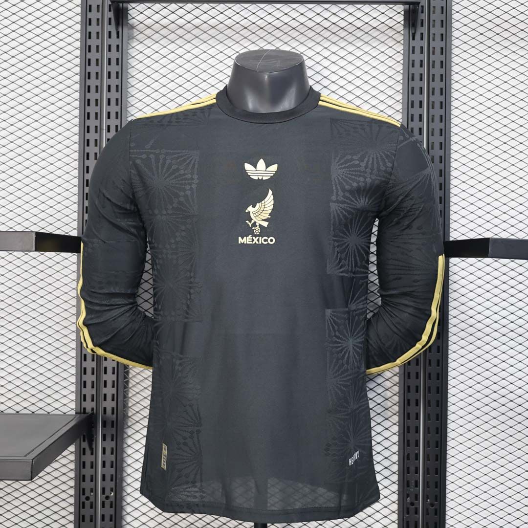 NEW*** 2025 Adidas Mexico Black Gold Player Version Jersey long sleeve