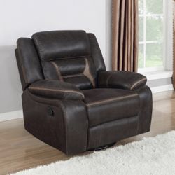 Brand New Dark Brown Leatherette Glider Reclining Chair