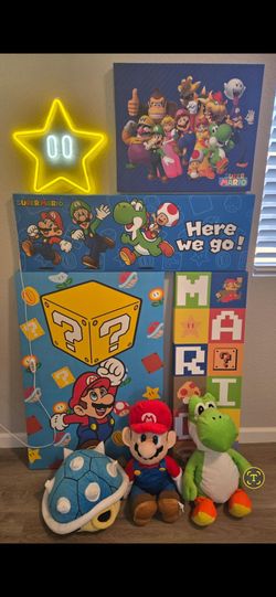 Mario kid bedroom decor OBO $5 each or $40 for the whole set