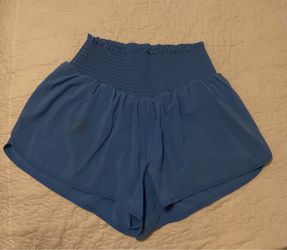 Blue Smocked Waist Athletic Shorts