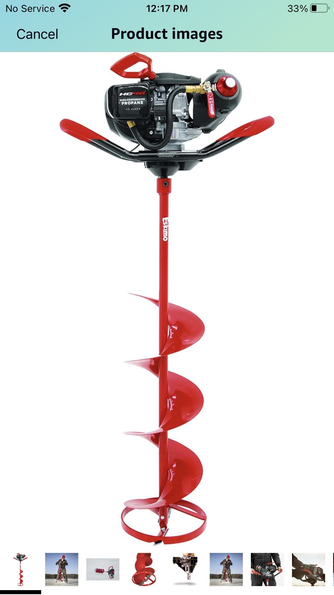 Eskimo Quantum Ice Auger, 10 Inch, High Compression Propane