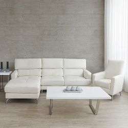 White faux leather Sectional 