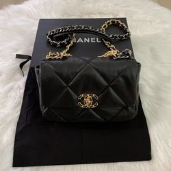 CHANEL 19 Handbag Gold-tone Lamb Handbag Small