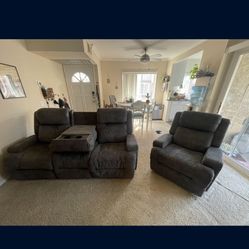 Sofa Set Electric reclining sofa and electric rocking chair with usb plugins