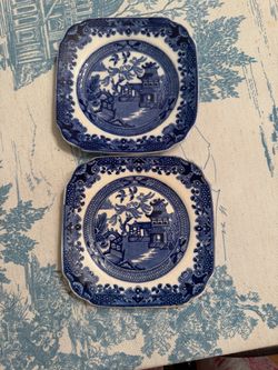 Antique Burleighware blue willow plates