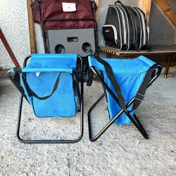 Foldable Camping Beach Stool with Cooler and Strap