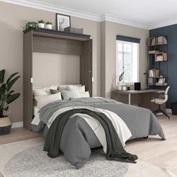 Bestar Orion Queen Wall Bed, Bark Grey
