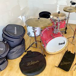Taye ProX Pink Lacquer Complete Drum Set 22 12 14” OCDP 16” Floor Ludwig stand throne & bags Meinl Zildjian Avedis Cymbals $850 Cash In Ontario 91762.