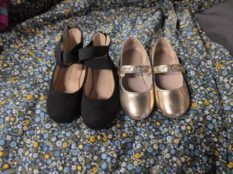 Black and Gold Girl toddler slip on flats