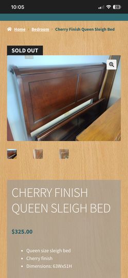 Cherry Finish Queen Sleigh Bed Headboard
